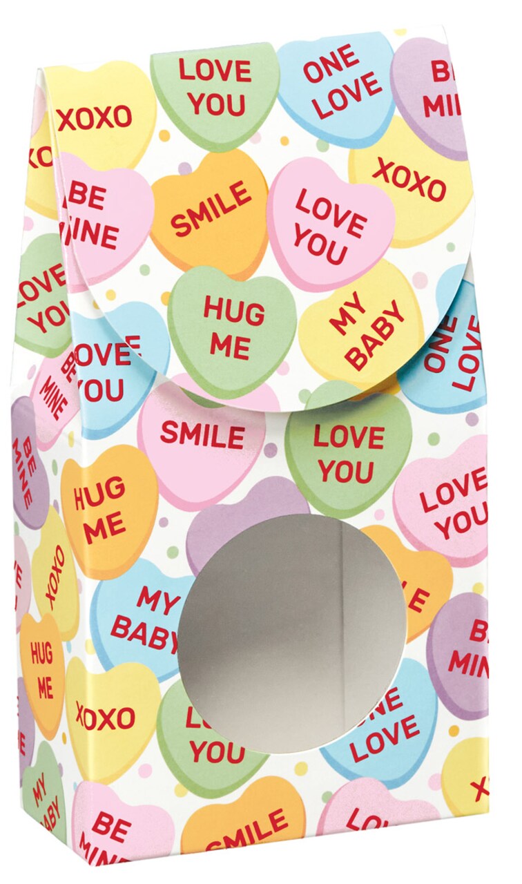 Pack/6: Conversation Hearts Gourmet Candy Box - 3-1/2 x 1-3/4 x 6-1/2"